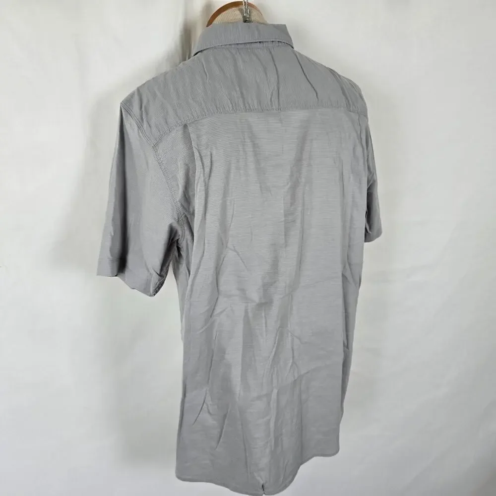The North Face Button Down Shirt Men's L Gray Short Sleeve Collar Pocket